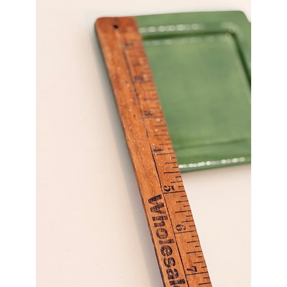 Pottery Barn Green Glazed Ceramic Square Pillar Candle Plate Trinket Tray 4.5in